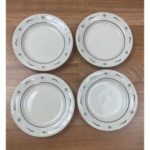 Set of 4 Longaberger Woven Traditions Classic Blue 7.25" Bread Plates Excellent